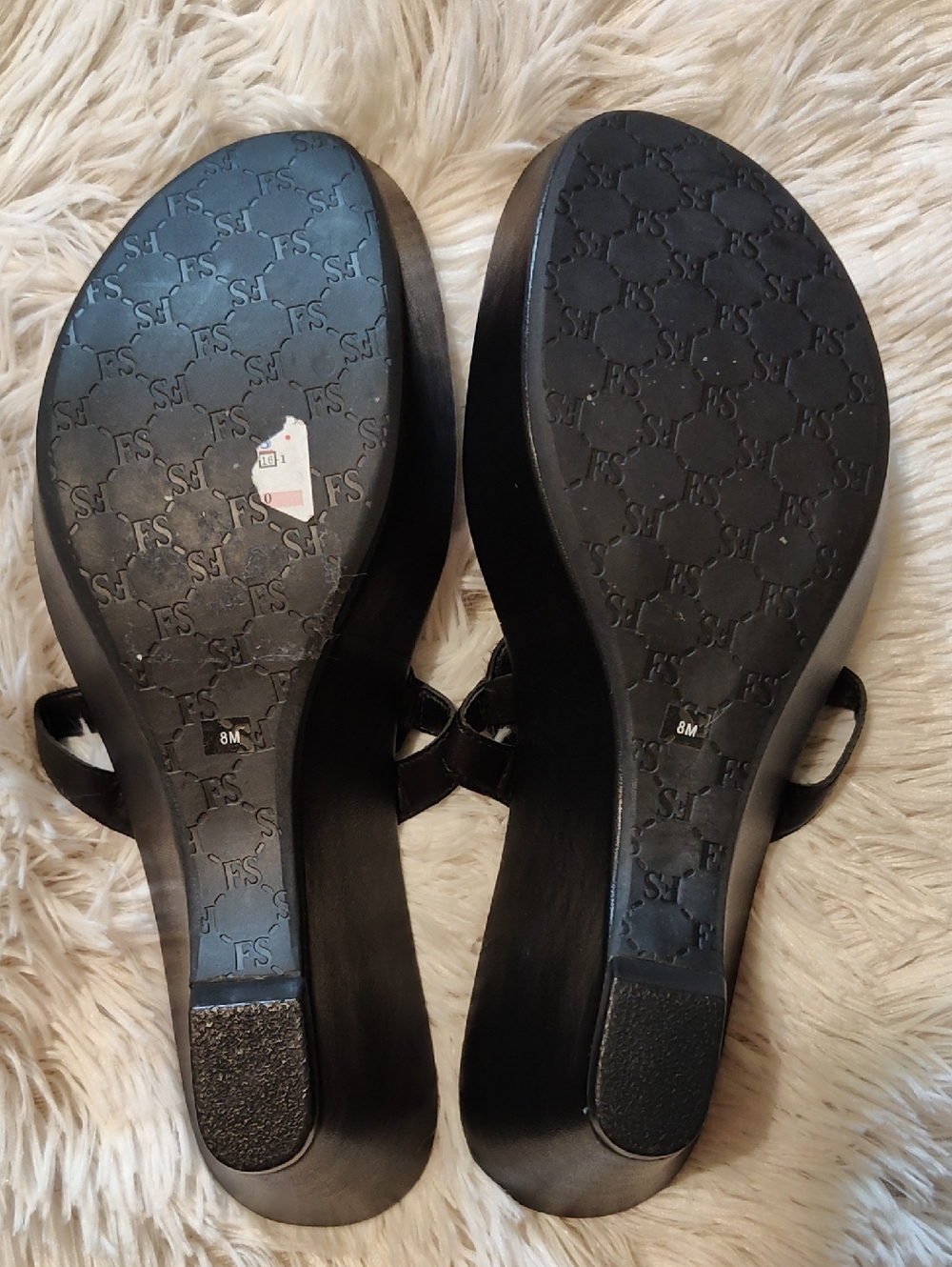 Franco Sarto Leather Wedge Sandals Calf Hair Leopard Black Cream Brown Brazil 8 - Picture 8 of 12